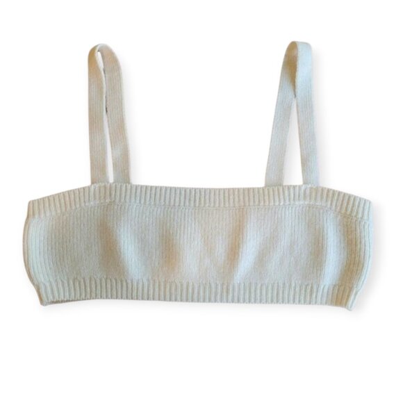 Sleeveless Neutral Cream Ribbed Boxy Knit Tank by WeWoreWhat L - Picture 6 of 10